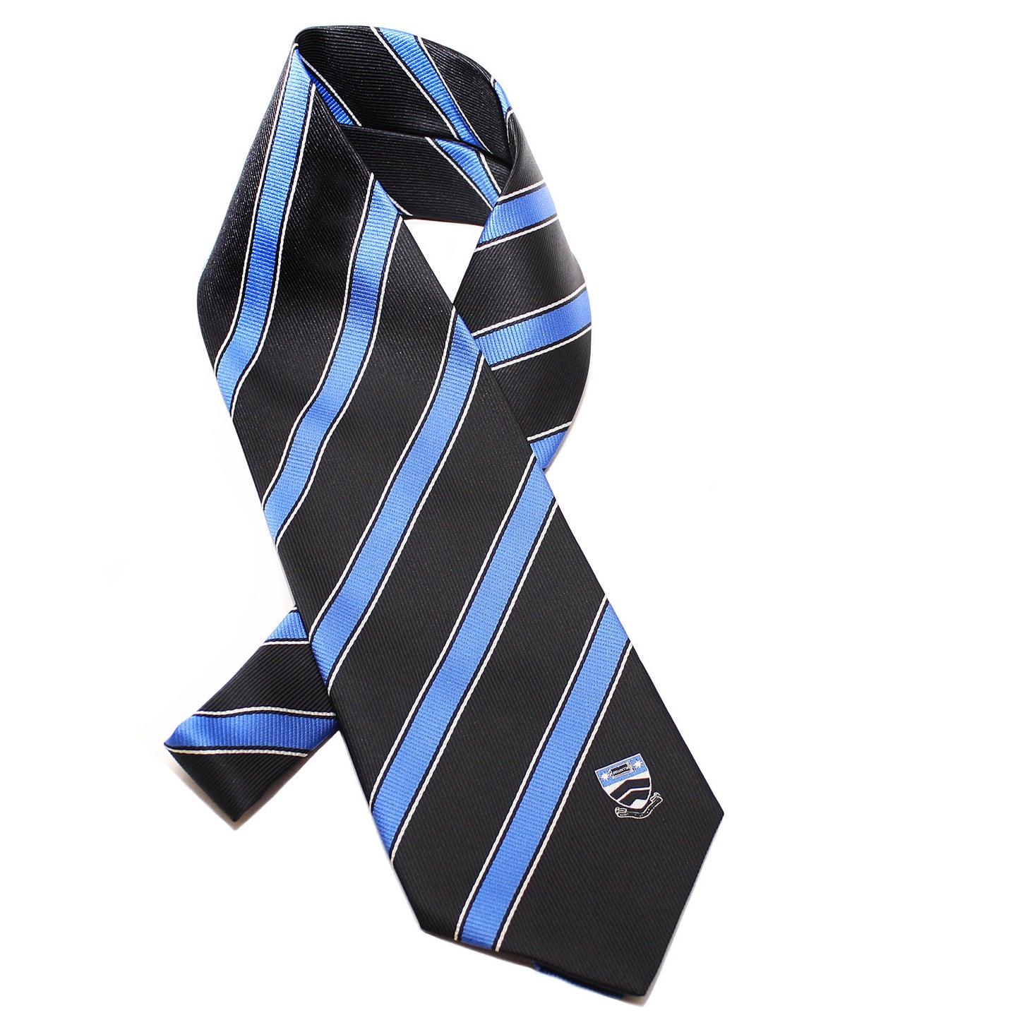 New College Silk Tie - Blue On Black